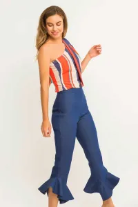 Pantalon estrecho vaquero volante