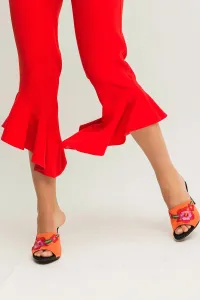 Pantalon estrecho crepe rojo volante