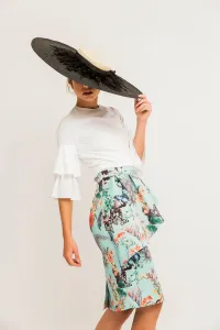 Blusa Blanca Crepe Manga Francesa Volantes Espalda Cerrada