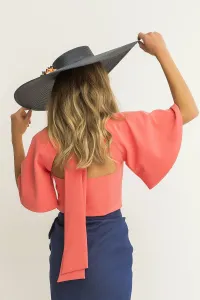 blusa coral manga ranglan acampanada