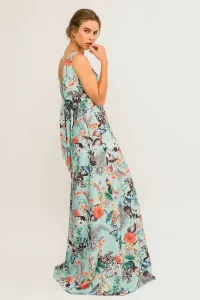 Vestido Largo Crepe Vuelo Mariposas Flores Lazada Espalda Sin Manga