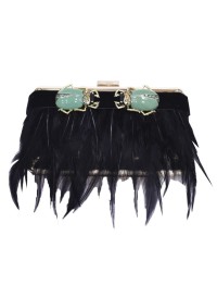 Bolso dorado con escarabajos joya negros y amarillos
