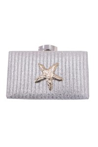 Bolso de fiesta de Rafia Metalizada con Estrella de Mar Dorada