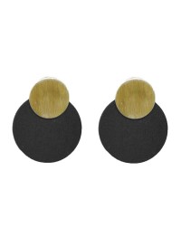 Pendientes de fiesta redondos pequenos madera negra oro