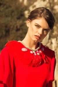 Vestido Largo Rojo Manga Ranglan Campana Escote Espalda Abierta