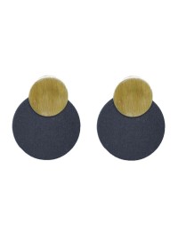 Pendientes de fiesta redondos pequenos madera azul marino oro