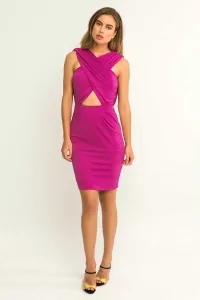 Vestido corto ajustado drapeado escote cruzado tirantes frambuesa