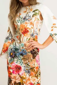 Vestido corto estampado blanco flores mangas capa ajustado cintura