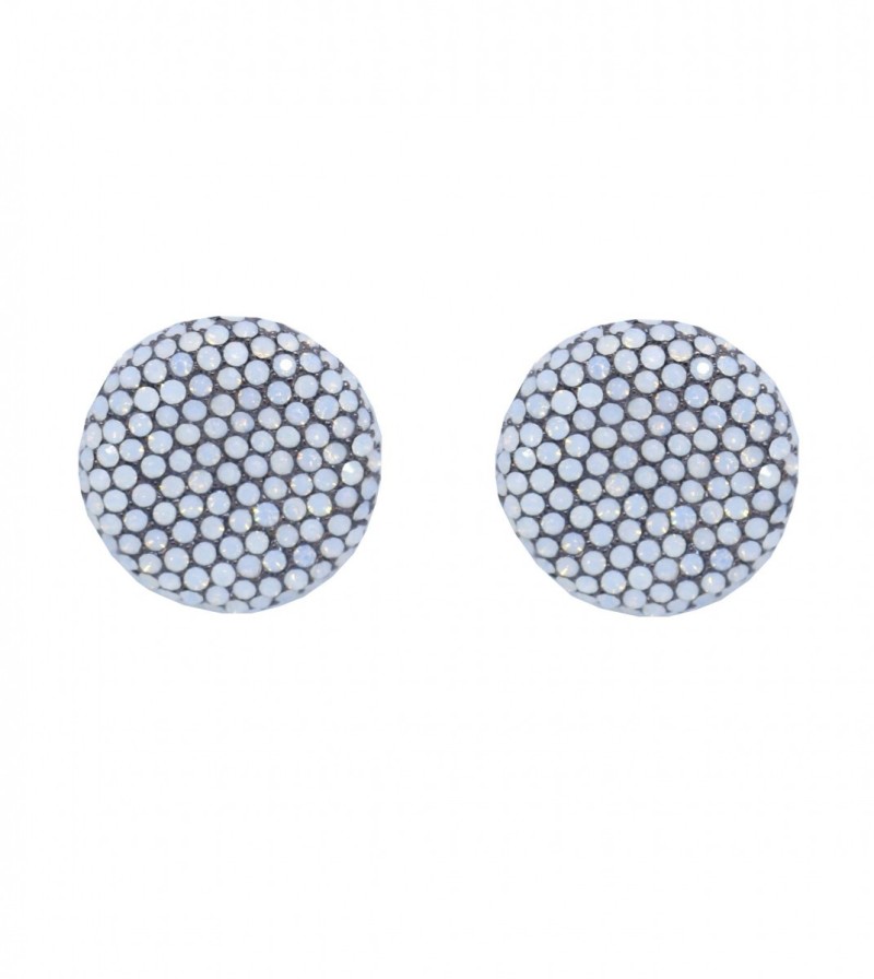 Pendientes Botón Blanco Brillantes