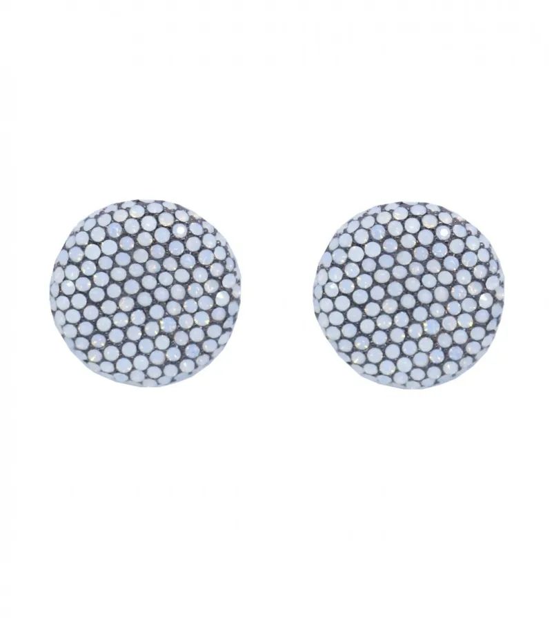 Pendientes Botón Blanco Brillantes