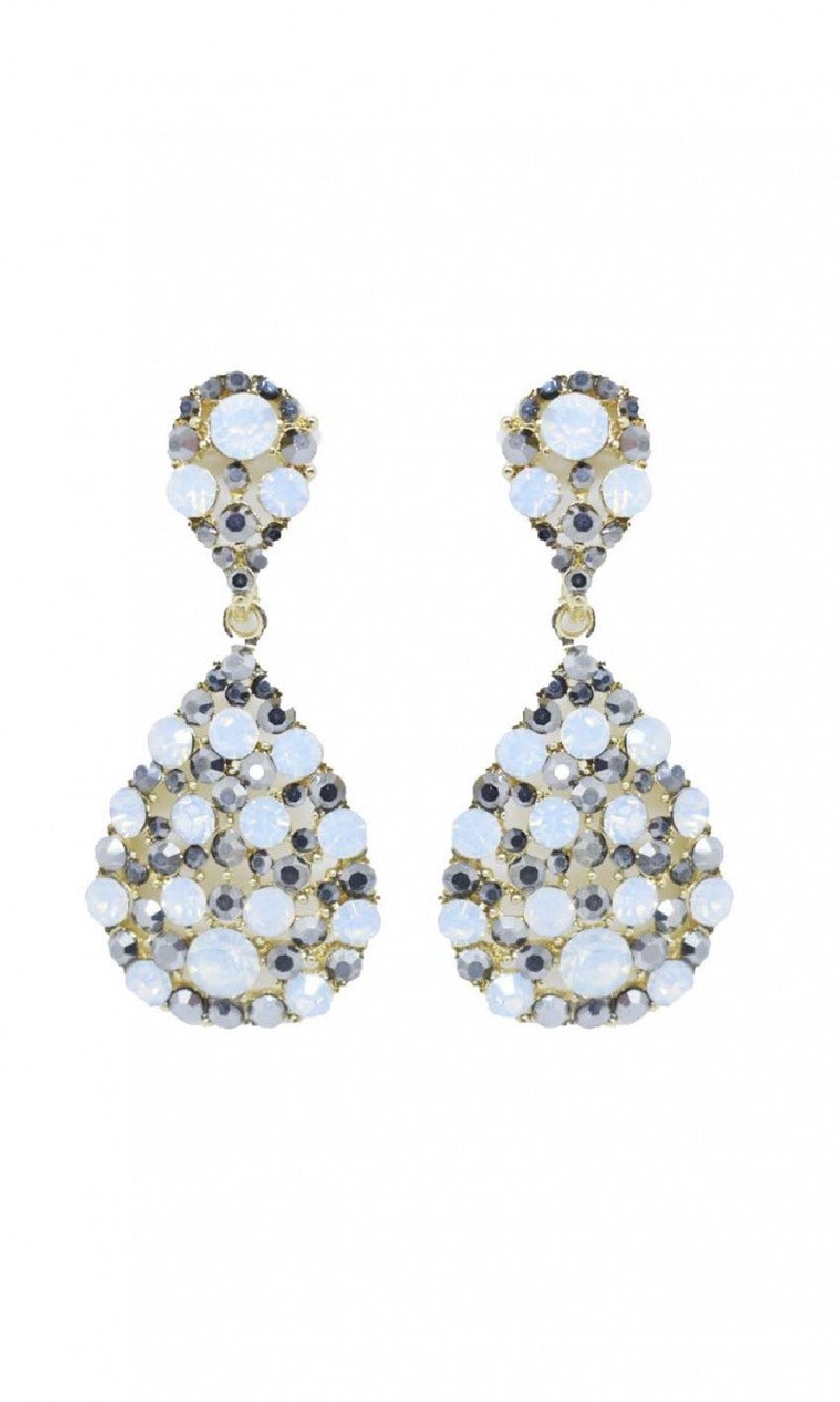 Pendientes Vintage Lágrima Blanco y Gris Claro