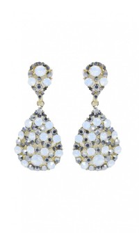pendientes lagrima vintage blanco gris claro de brillantes