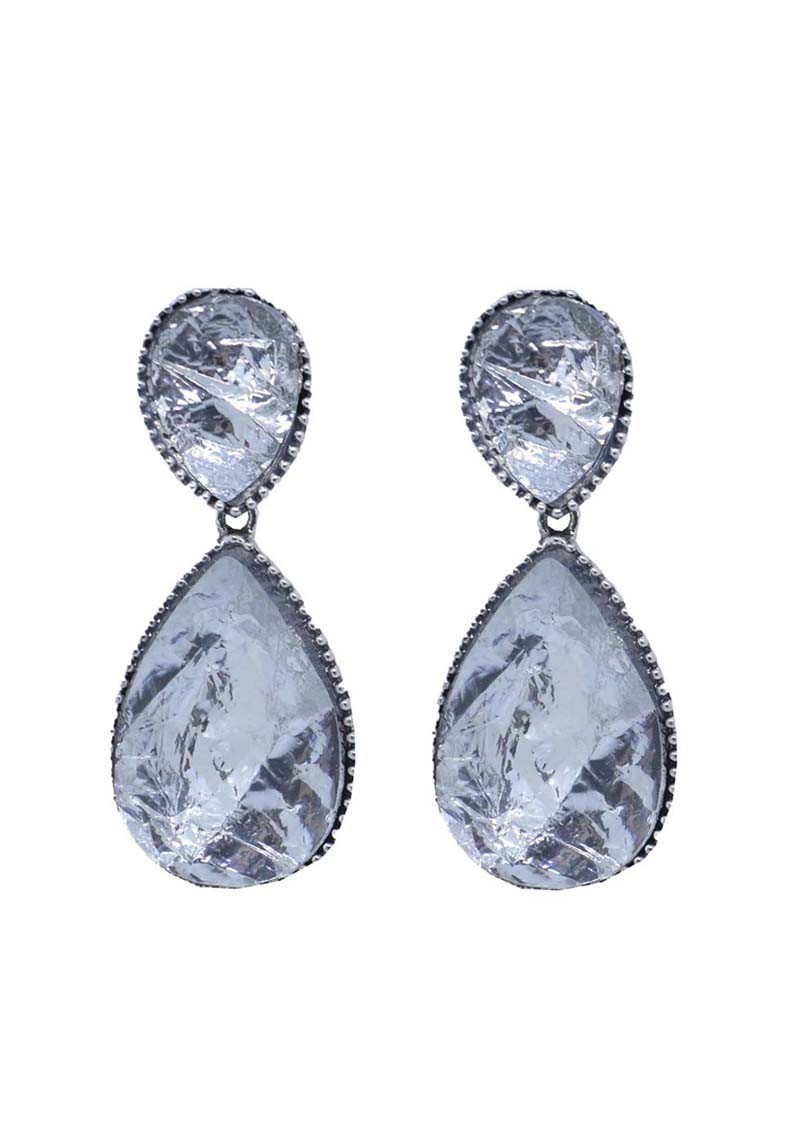 Pendientes Lágrimas Blancos Plata