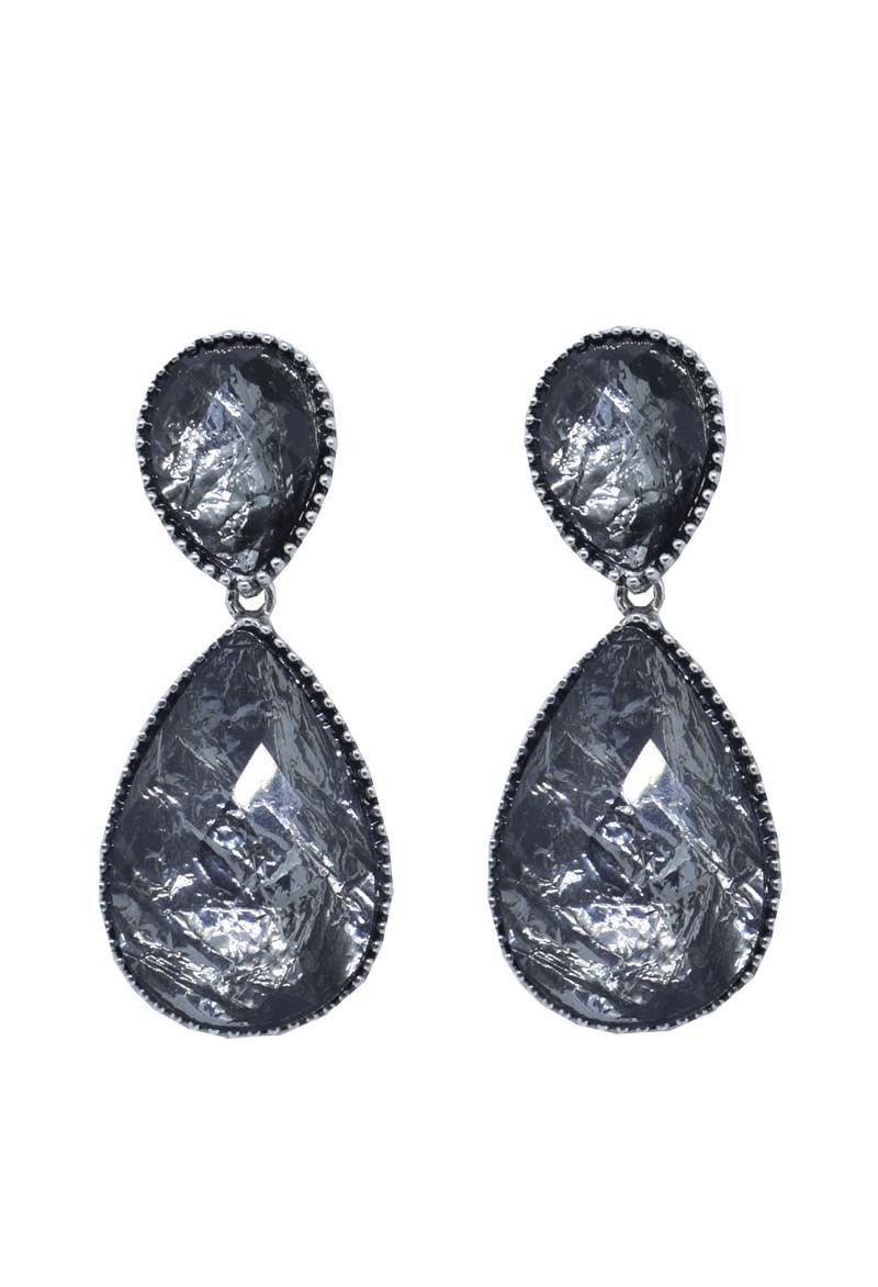 Pendientes Lágrimas Negros Plata