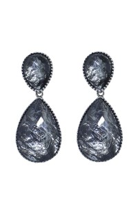 pendientes lagrima negros plata
