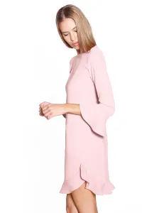 vestido fiesta rosa palo manga francesa volantes en manga