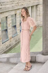 conjunto Falda tul bordado flores rosa para invitada primavera
