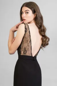 vestido negro midi encaje