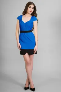 vestido corto azul blanco negro con volante