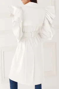 gabardina con volantes larga de color blanco