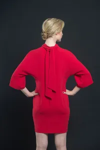 vestido corto rojo manga japonesa lazo trasero