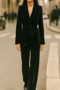 traje de chaqueta y pantalón terciopelo negro