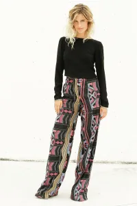 Pantalón Palazzo con estampado etnico estambul para invitada boda,