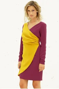 vestido corto fiesta mostaza frambuesa