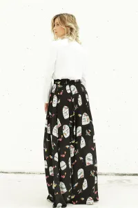 falda larga estampada dibujos pajaros y jaulas