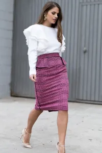falda pata gallo rosa con volantes
