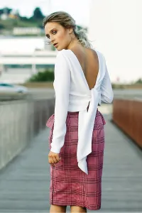 blusa blanca manga larga crepe fino