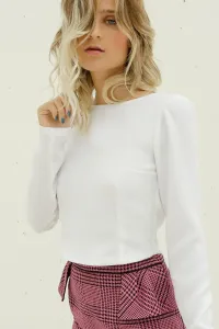 blusa blanca manga larga crepe fino