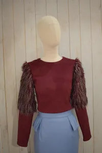 jersey ante beige manga larga con pelo