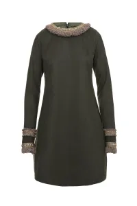 vestido beige de ante evase manga larga