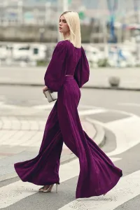 falda pantalon brocado morado invitada boda fiesta civil mama de