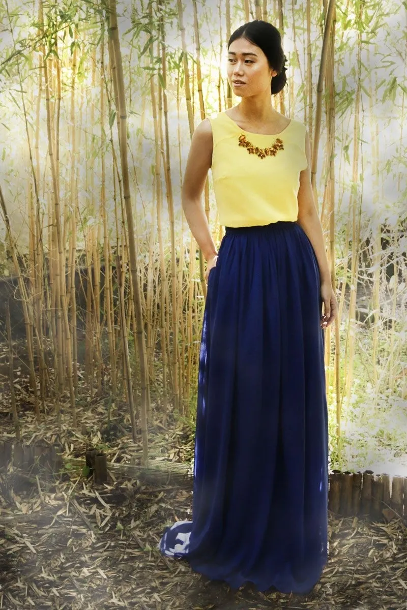 falda larga azul marino