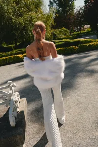 top corto corpiño brocado blanco para novia civil