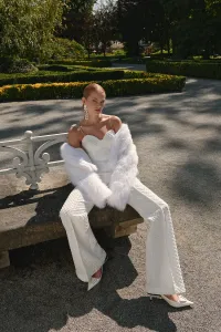 top corto corpiño brocado blanco para novia civil