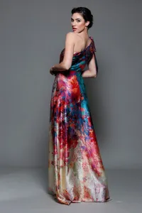 Vestido de fiesta largo estampado asimetrico para boda