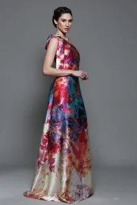 Vestido de fiesta largo estampado asimetrico para boda