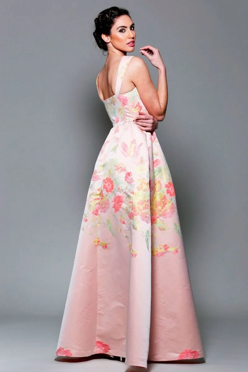 vestido largo estampado de flores para invitada boda