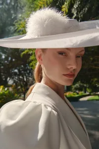 Chaqueta americana crepe blanco manga abullonada