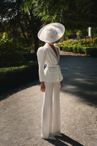 Chaqueta americana crepe blanco manga abullonada
