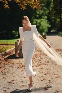 Falda midi blanca de plumas Corolla