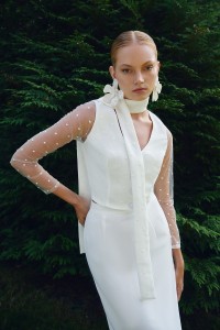 Falda midi blanca de plumas Corolla