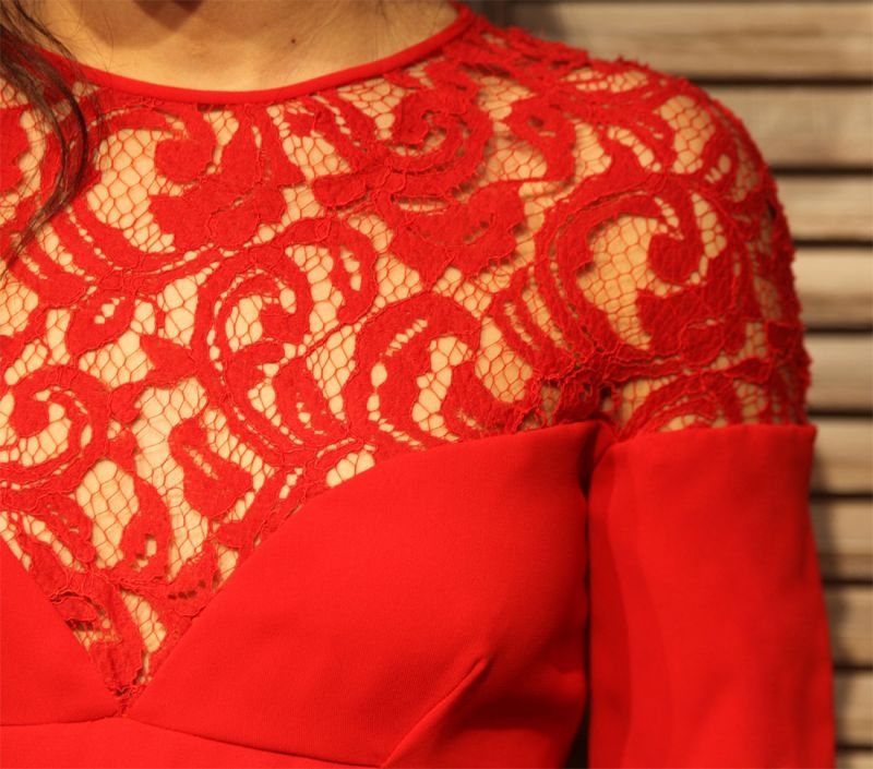 vestido largo boda fiesta rojo con encaje