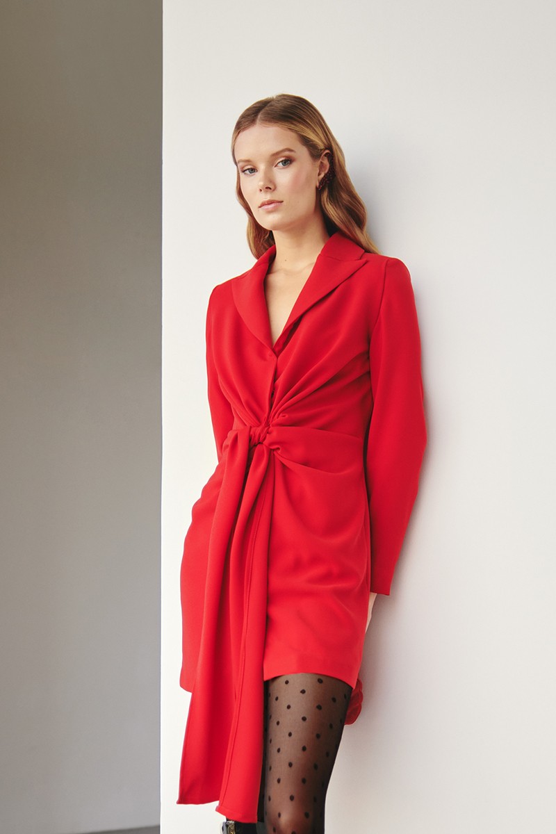 comprar vestido corto crepe rojo drapeado lazada