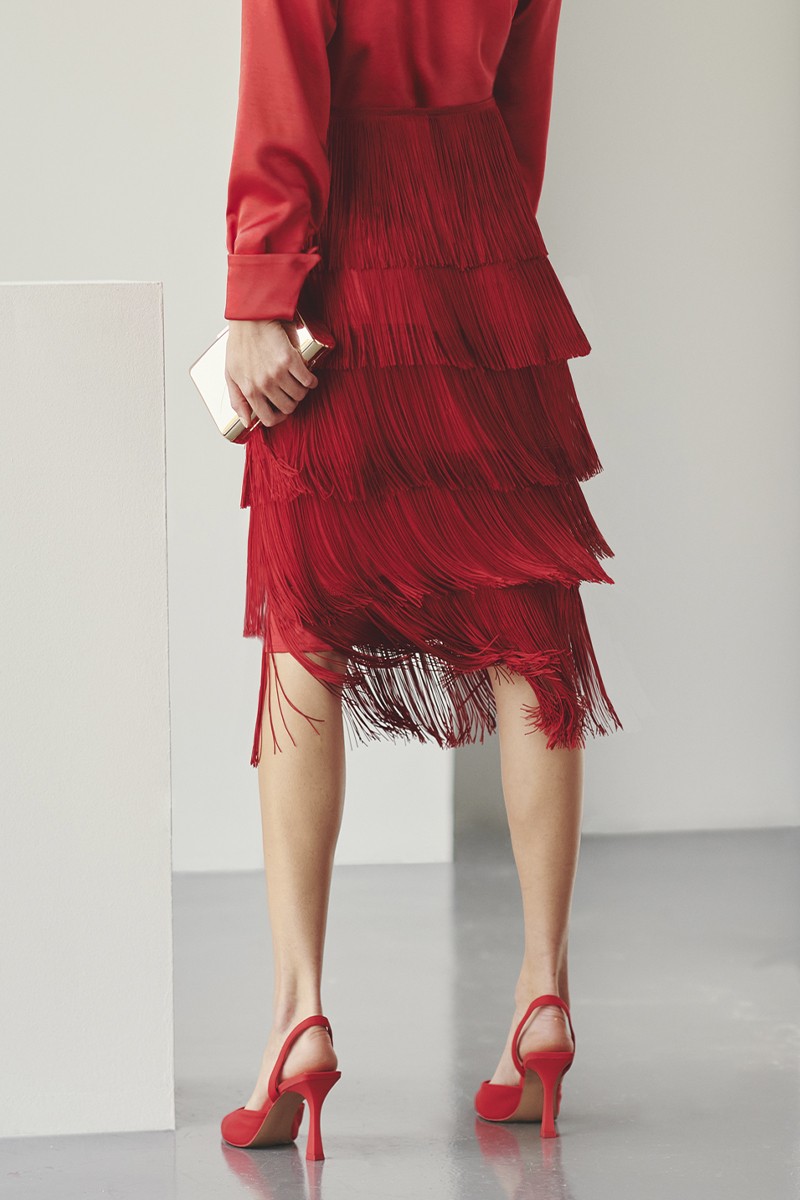 Vestidos de flecos ideal invitada - LAST UNITS.ALBA red dress