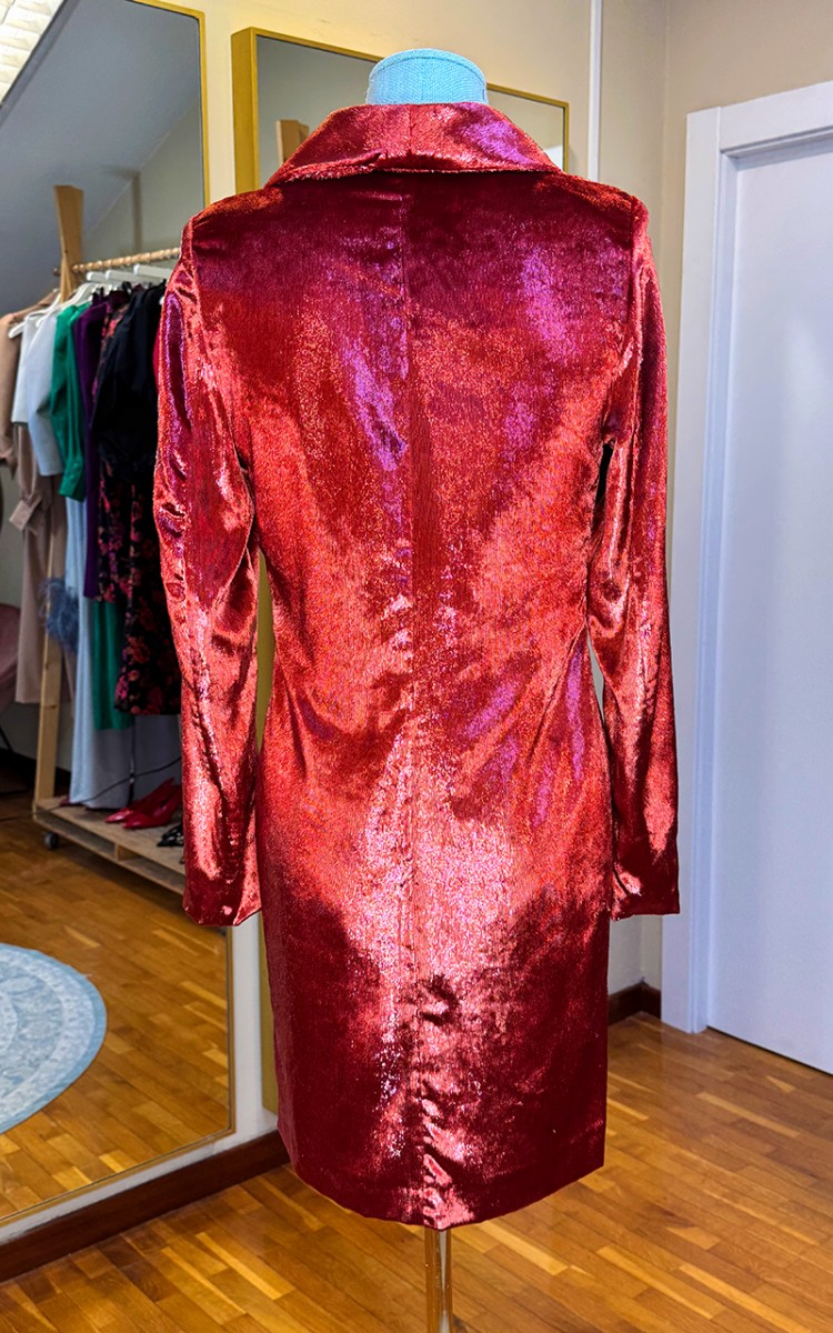 comprar online vestido esmoquin de terciopelo naranja para eventos de invierno, invitada de boda de noche y cóctel