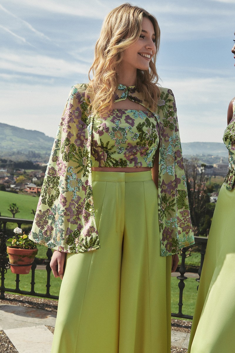 Top lentejuelas estampada lima para para invitadas fiesta boda graduación, hermana del novio